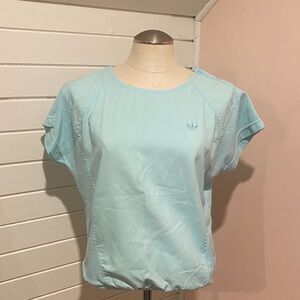 Vintage Adidas Mint Green Cotton Top, Size S/M, Snap Sleeve